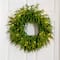 20in. Pre-Lit Artificial Real Touch Norfolk Island Pine Wreath with 35 Warm White LED Lights and Natural Look